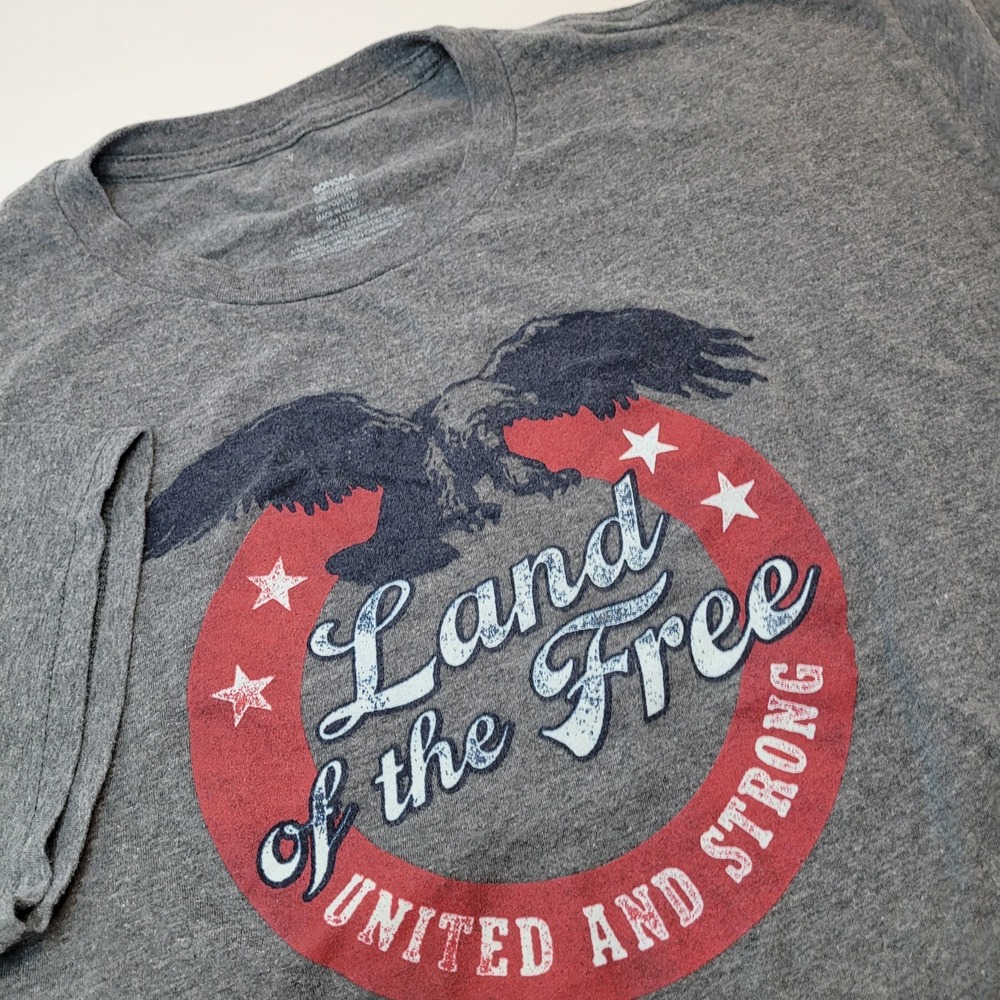 Sonoma Graphic T-Shirt Mens 2XL Grey Excellent Land of the Free Eagle Patriotic